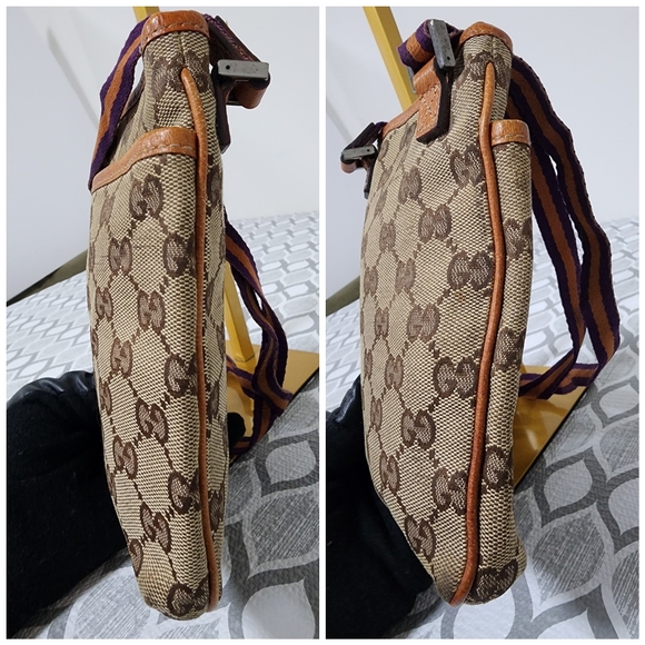 Gucci GG Canvas Web Crossbody Bag Beige/Brown - Picture 7 of 12